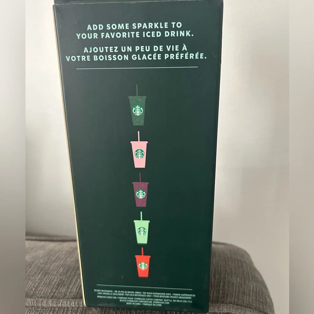 Starbucks Favorite Glitter Reusable Cold Cups 5 pack 24oz Cups 2020 New In Box! - Picture 2 of 2